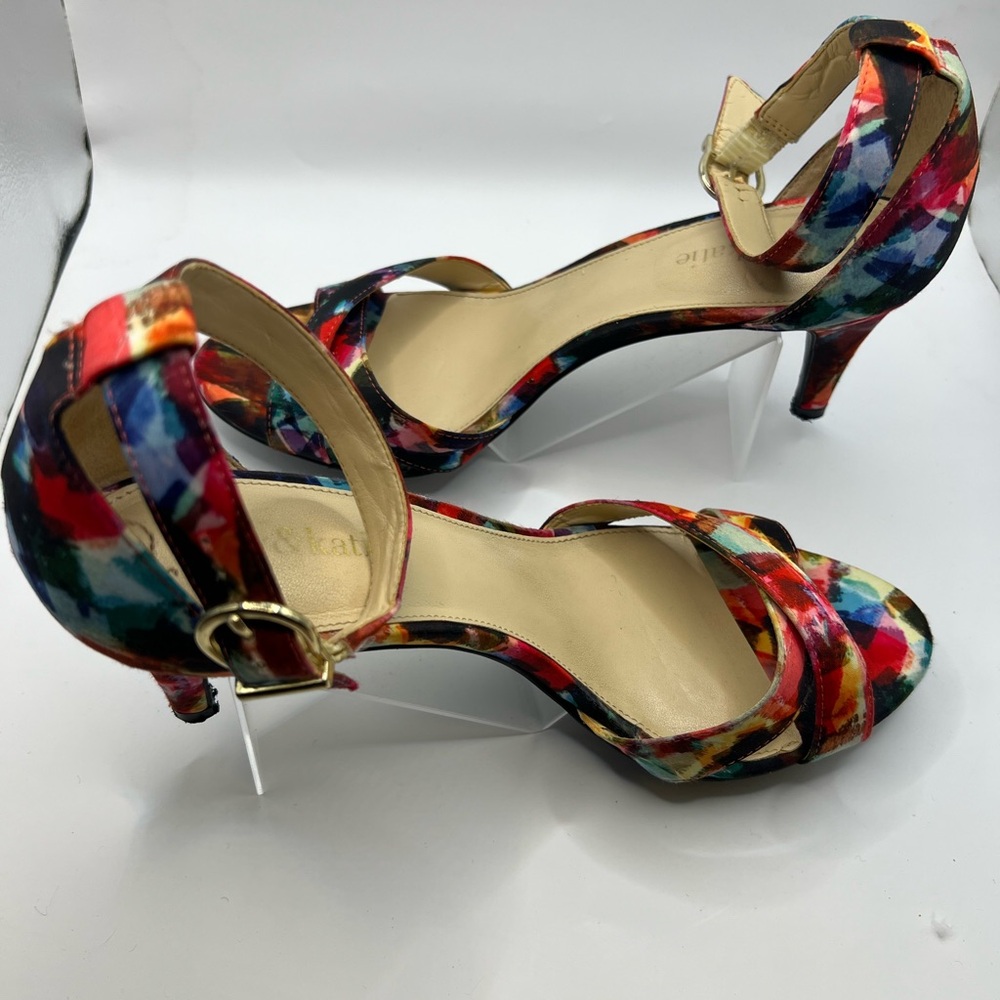 Kelly & Katie Multicolor Funky  Boho Strappy Heels sandals size 7 1/2 - Picture 4 of 8